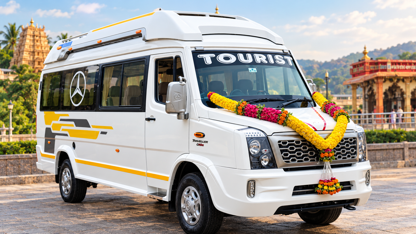 Tempo Traveller premium van for group travel and temple tours in Hubli